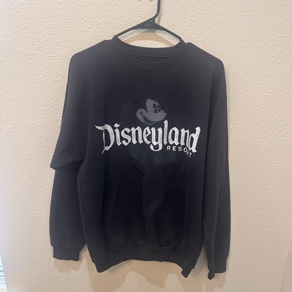 Vtg Disney Parks Mickey Sweatshirt M Black Walt Disney World Classic Crew Neck